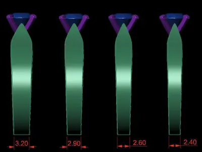 Round 0-75-CT 4 Shank Width Flat Profile 3D Model Pack