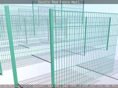 Modular Double Rod Fence Matt - Package Low-poly 3D model