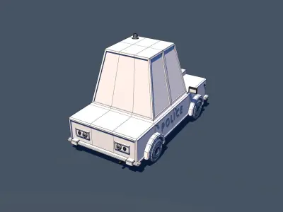 Cartoon Police Car Low-poly 3D model
