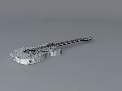 Tiger striped guitar Free 3D model