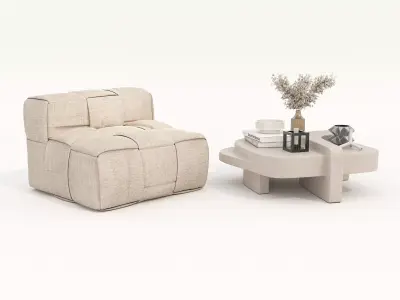 Modern Coffee Table and Armchair Set 77 3D model