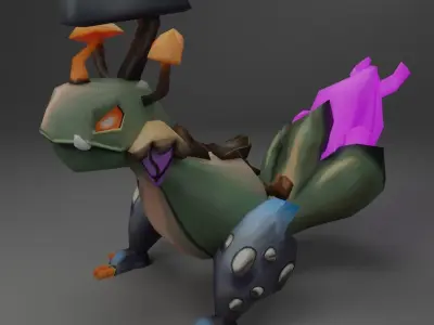 Creature Salamander - Animated for Game - Low Poly Low-poly 3D model