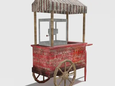 Old Popcorn Cart Low-poly 3D model