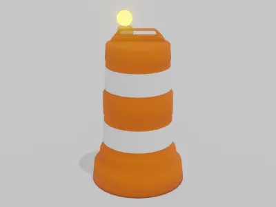 Traffic Barrel with Light Low-poly 3D model