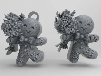 ginger cookie with flowers 2  3D print model