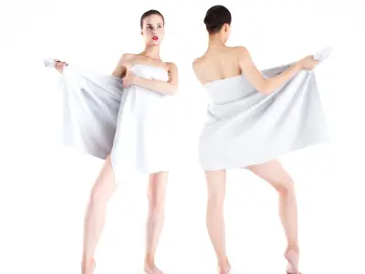 Female in bath towel 03 Low-poly 3D model