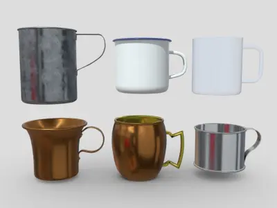 Mug Pack 2 Low-poly 3D model