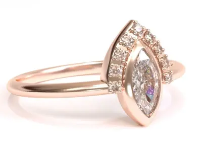 Marquise Diamond Engagement Ring 3D print model