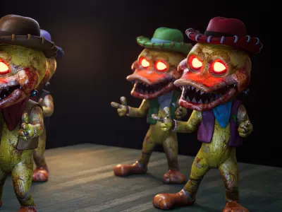 Spooky Duckytronic - Rigged and Animated Low-poly 3D model