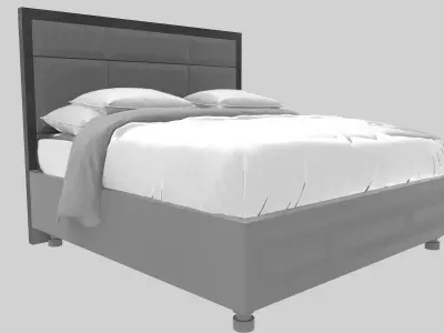 WOOD BED with HEADBOARD 3D print model