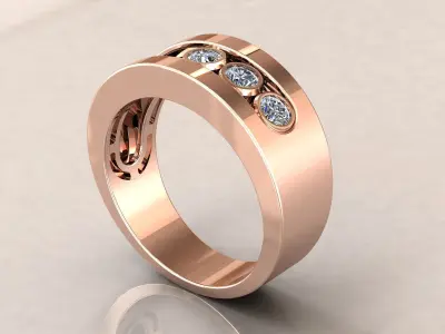 Band Ring Moveble Stones 3D print model