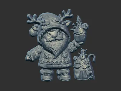 little santa with cup cake  3D print model