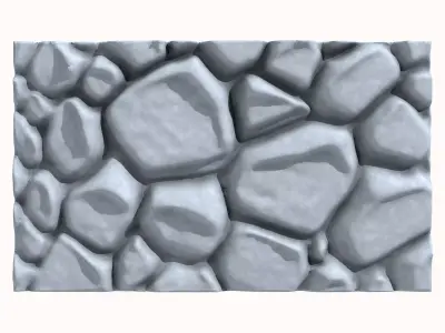 Rustic Basalt Cobblestone Wall 3D model