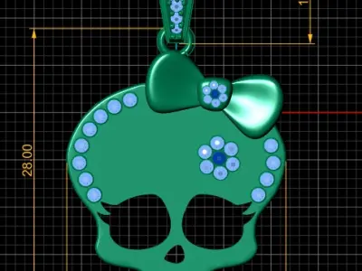 FEMALE SKULL DIAMOND PENDAN T3D PRINTABLE MODEL  3D print model