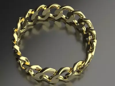 Cuban Link Chain Ring 4mm wide Curb link ring 3D print model