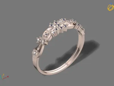 Womens Diamond Signet Ring Women Rings 3dmodels 3D print model 3D print model 54