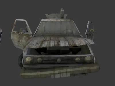 a broken car Post Apocalyptic Car Low-poly 3D model