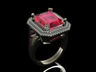 Unisex Ruby Golden Ring  3D print model