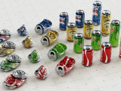 Trash Cans Garbage 24 Types - 3D Asset Kit PBR Low-poly 3D model