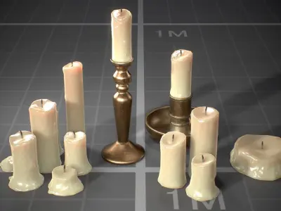 Medieval Candles  Low-poly 3D model