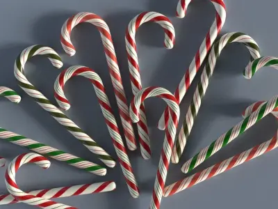 Christmas Candy Cane Low-poly 3D model