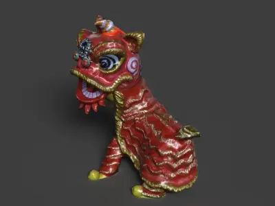 Chinese lion dance figure  Low-poly 3D model