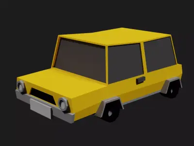 Lowpoly Comicstyle Car Low-poly 3D model