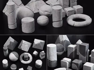 Stone splinter geometry decorative n1 3D model