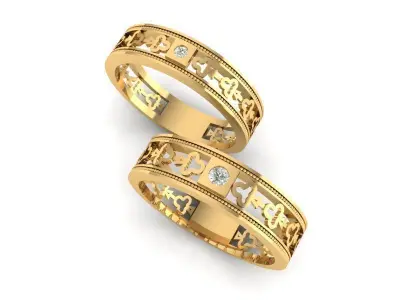 Luxury Dragon Phoenix Couple Rings for Lovers 346 3D print model