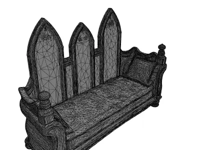 Gothic Ornate Victorian Sofa Low-poly 3D model
