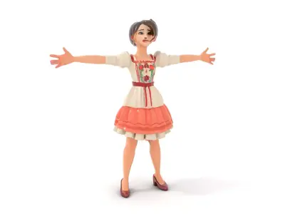 Animated Character in Floral Dress Model Pack Low-poly 3D model