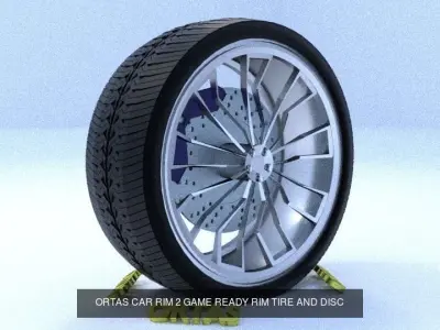 ORTAS CAR RIM 1-2-3-4-5 GAME READY RIM TIRE AND DISC 3D Model Pack