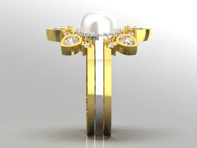 STL 3DN bride pearl  wedding luxury ring model wr0012  3D print model