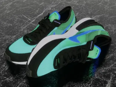 Nike 3D Shoes - GREEN - BLUE - NSW-WFFL1 Low-poly 3D model