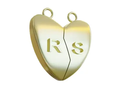 Pairing Heart Pendant with Customizable Letters 3D print model