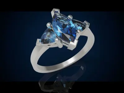 Three gemstone ring  Cg 3 8 3D print model