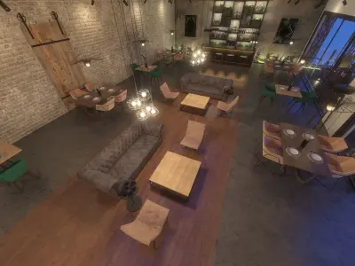 cafe restaurant full complete 3D model