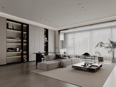 Modern living room dining room interior scenes 187 3D model