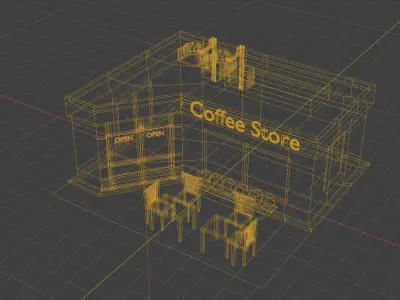Coffee Store Free low-poly 3D model