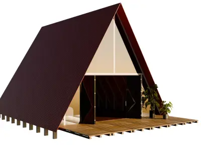 Triangle House Blender 3d Low-poly 3D model
