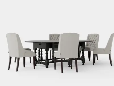 Balmoral black with Venice chair sand Dining Set Low-poly 3D model