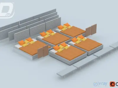 Blossom Bed Set 3D model