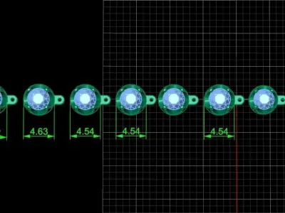 long dangling earrings Round Diamond 861 3D print model