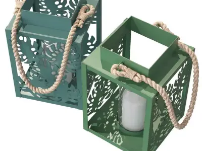 Lantern Unimak Metal Green 3D model