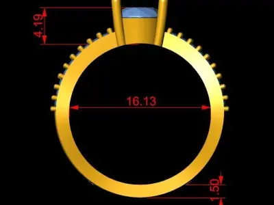 ladies Diamond Ring 3D print model 8