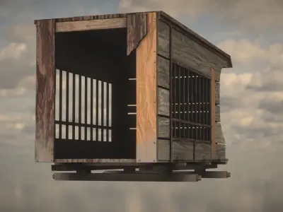 Western Wagon Low-poly 3D model