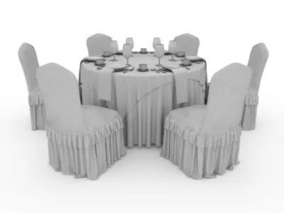Banquet Table and Chair 24 3D model