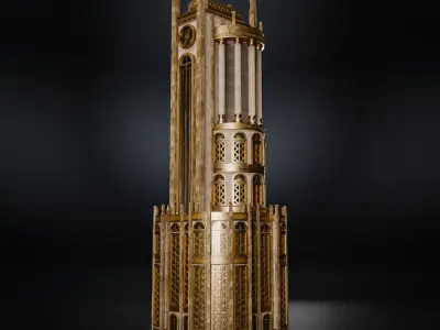 ART DECO SKYSCRAPER BUILDING 03 Low-poly 3D model