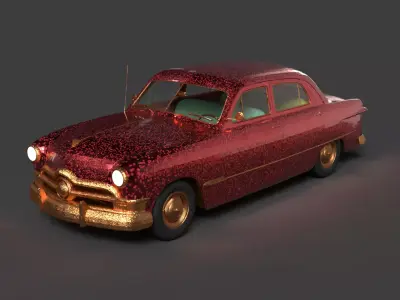 Chinese classic car   Low-poly 3D model