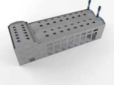 Industrial Factory building exterior and interior high quality 3D model
